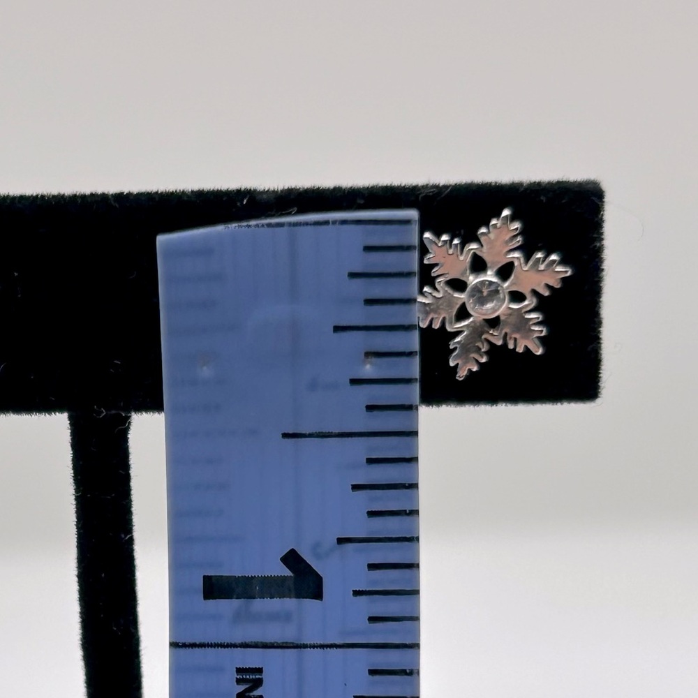 Silver Snowflake Stud Earrings - Picture 12 of 12
